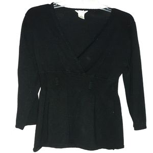 Studio Y XL Black 3/4 Sleeve V neck Blouse